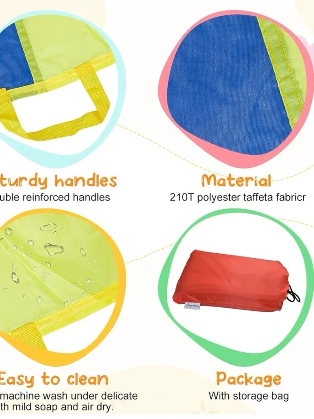 Kids Play Parachute 12ft with 12 Handles - Fun Group Game for Outdoor & School